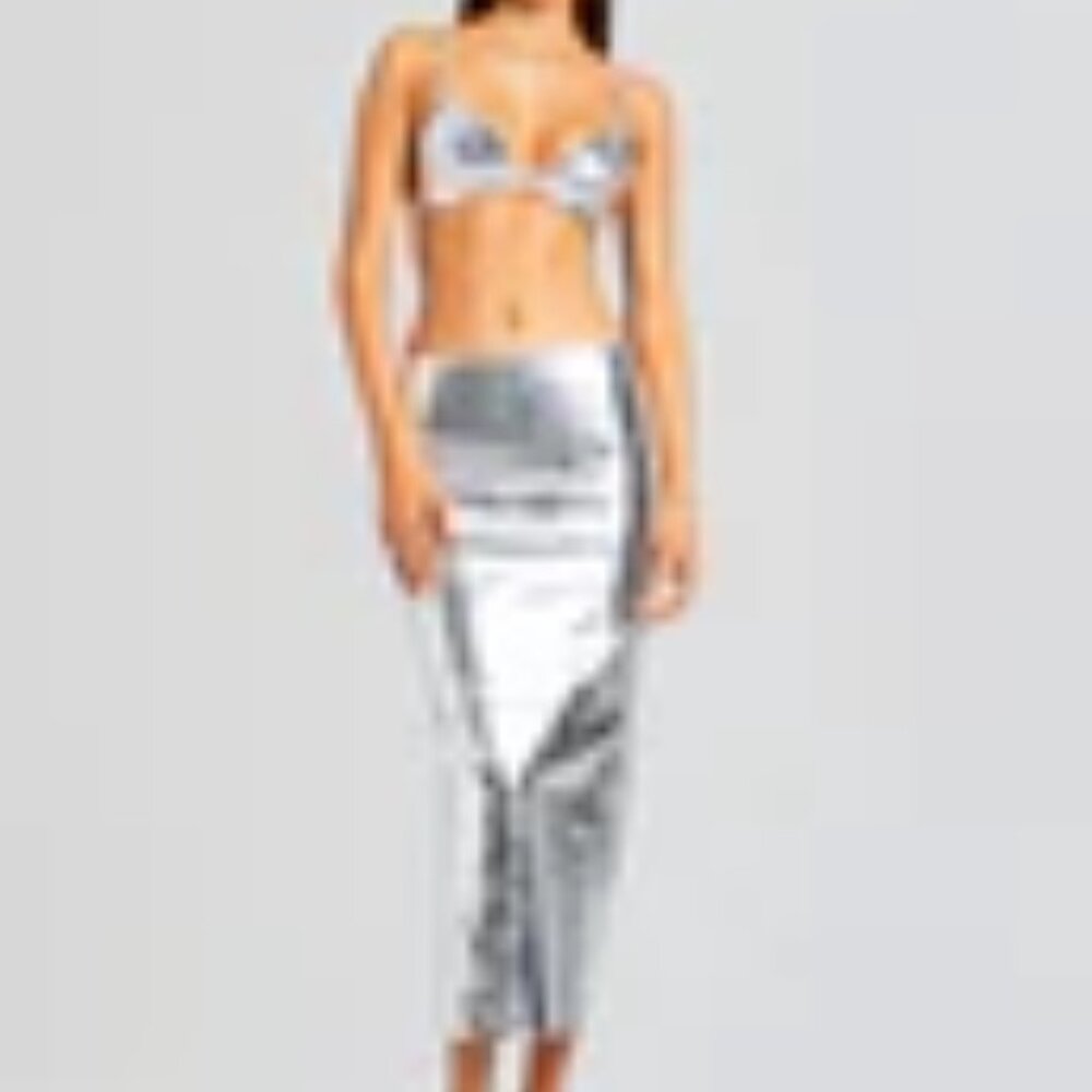 Silver Leather Low Rise Liza Retrofete Skirt - Large NWT - Picture 8 of 11
